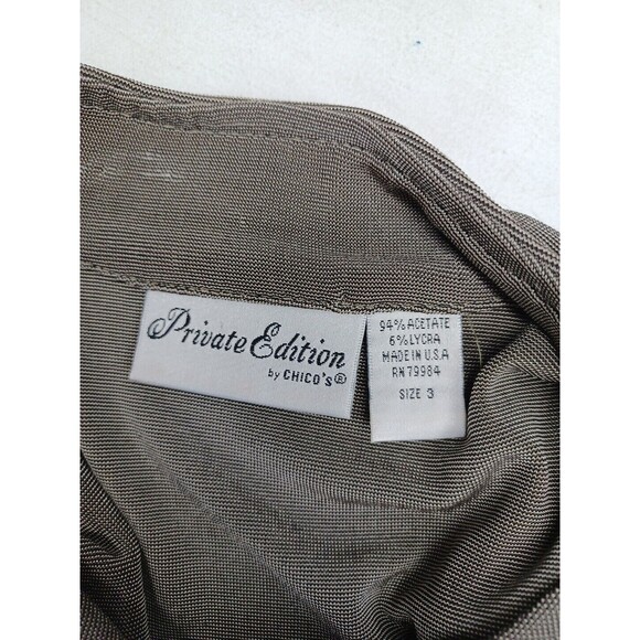 Private Edition by Chicos Jacket Full Zip Slinky Acetate Brown Top Sz 3 L - Picture 9 of 10